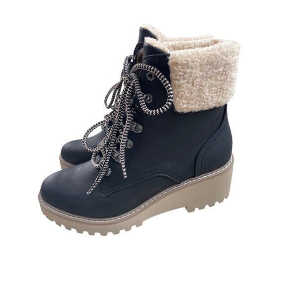 Dolve Vita Shoes - Dolce Vita Women's 8.5 Russit Faux Shearling Faux Leather Wedge Roun Toe Boot